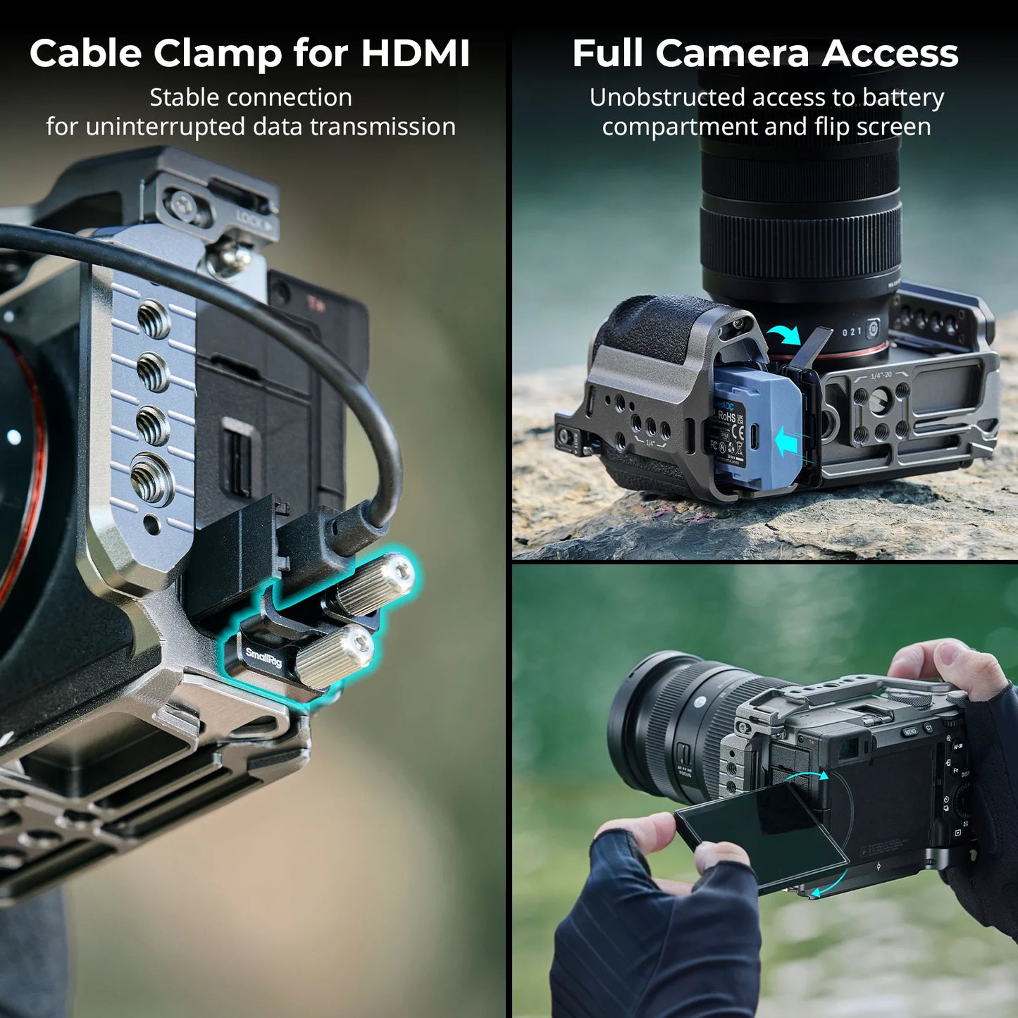 SmallRig “HawkLock” Quick Release Cage Kit with Silicone Handle for Sony Alpha 7C II / 7CR