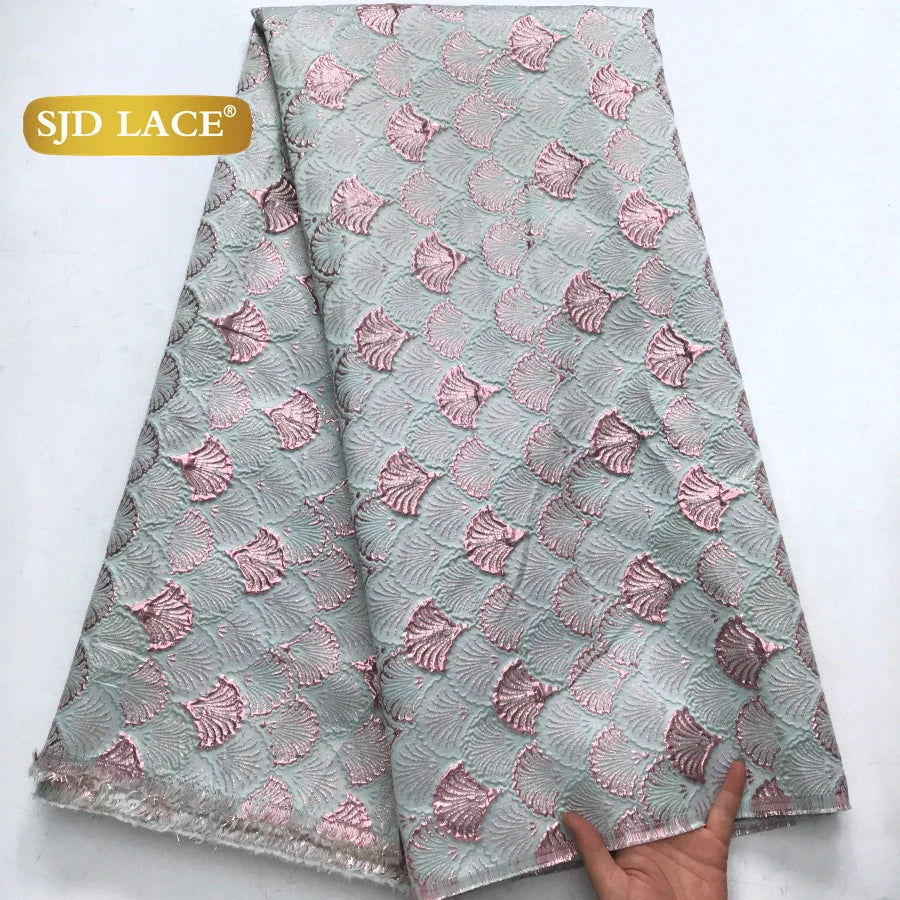 SJD LACE African Brocade Lace Fabrics Nigerian Damask 2025 Latest French Jacquard Gilded Women Lace for Wedding Dresses Sew 3466