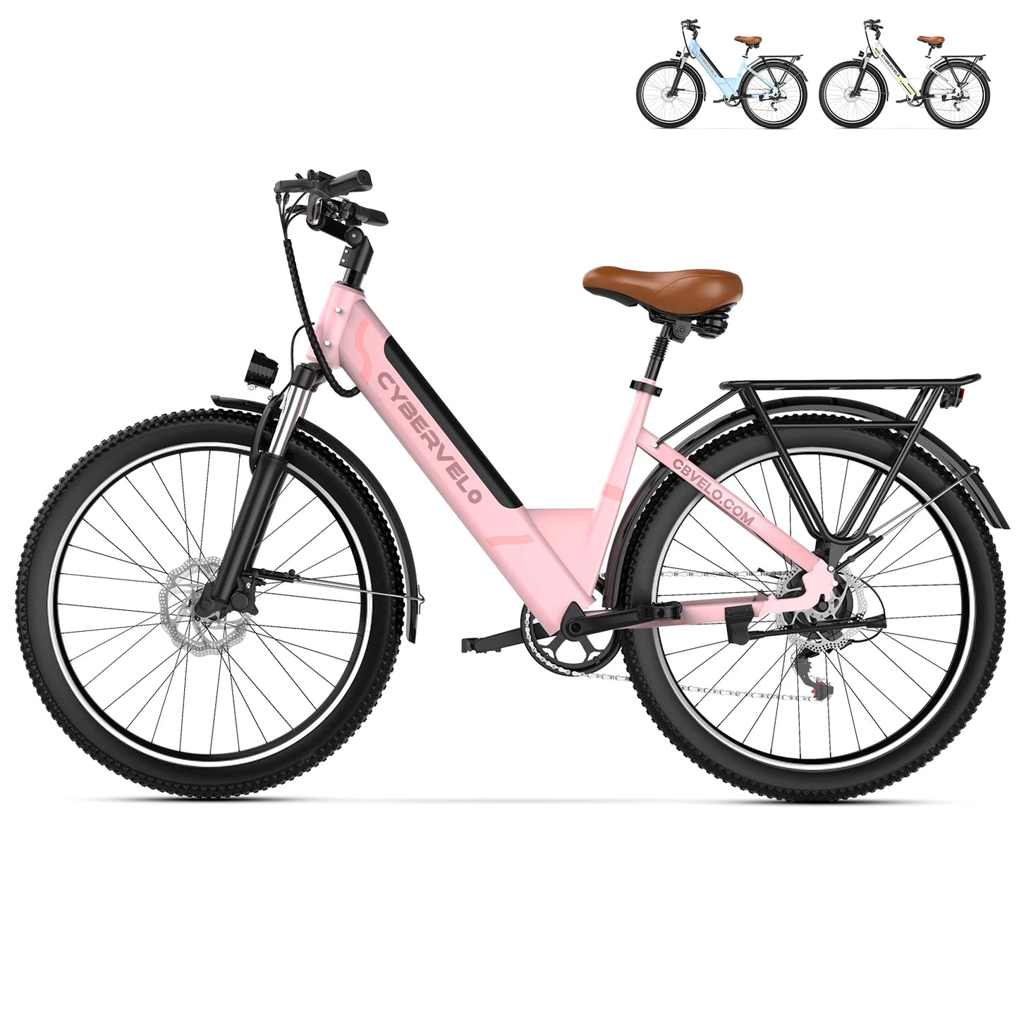 1000W Peak Electric Bike for Adults Cybervelo EK2 26" Step-Thru 14Ah Removable Battery 80Miles City Commuter Ebike