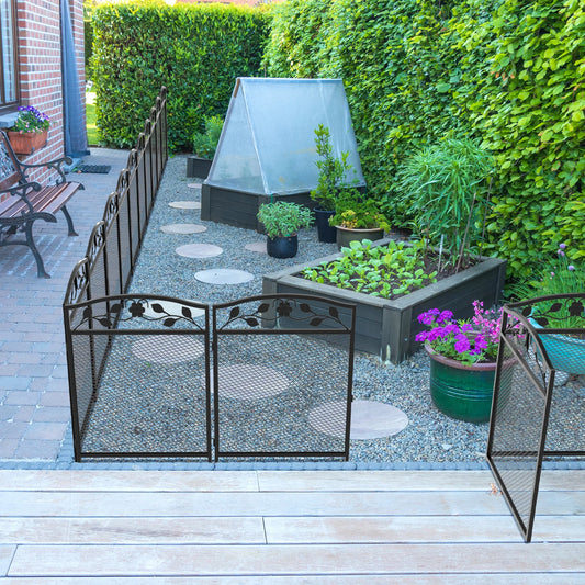 5pcs Garden Decorative Fence Panels Iron Lawn Border Metal Animal Barrier