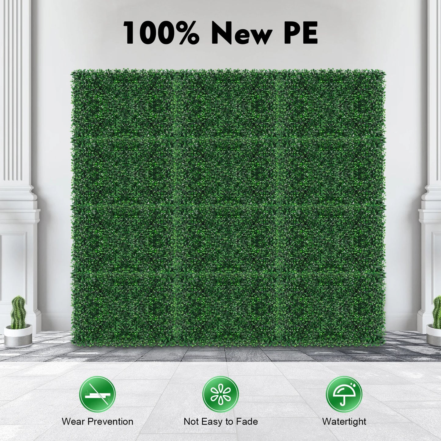 12PCS 60×40CM Artificial Grass Mat Panel PE Waterproof Wall Hedge for Indoor Outdoor Decor DIY Privacy Fence Wedding