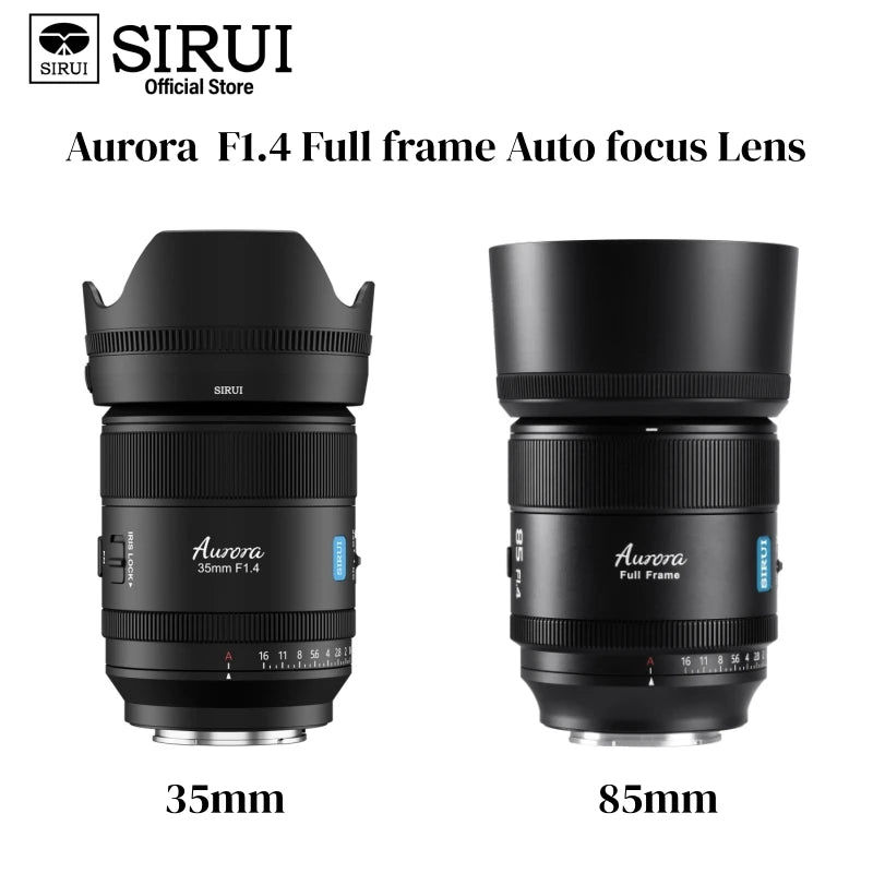 SIRUI Aurora 35mm 85mm F1.4 Full frame Auto focus Lens AF/MF Focus Switch Pro Prime Camera Lens For Sony E,FUJI X, NIKON Z, L