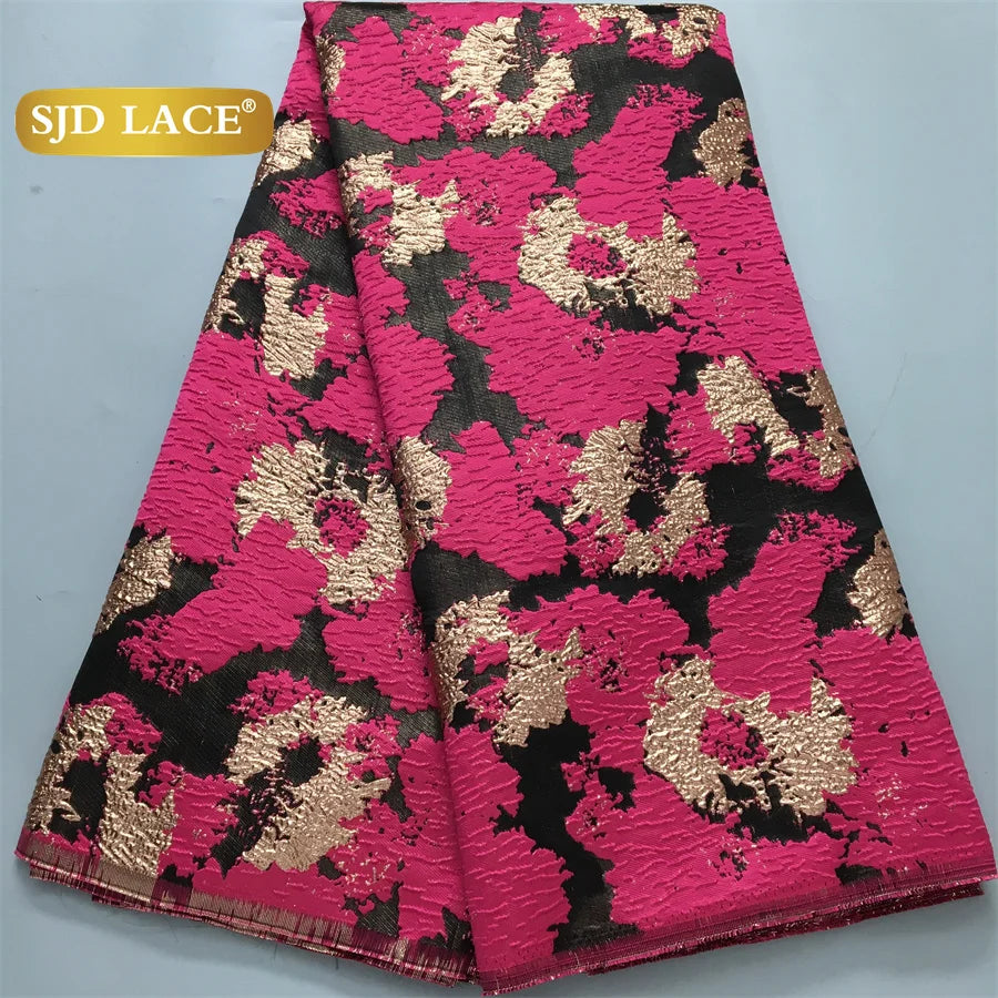 SJD LACE African Lace Fabric 2026 High Quality French Gild Brocade Jacquard Lace Fabric For Women Wedding Party Dresses Sew 3464
