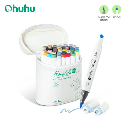 Ohuhu Honolulu Plus Marker Pen Set Color Markers Alcohol Art Markers Refillable Dual Tips Illustrations Drawing School Supplies