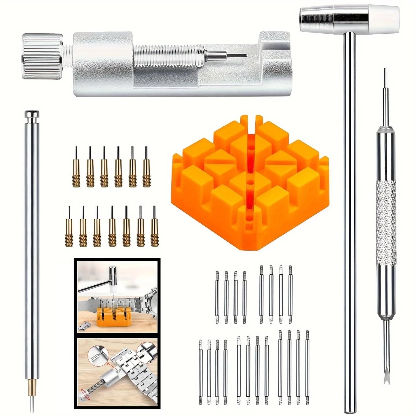 41pcs/set Watch Link , Watch Band Tool Kit, Watch Link Remover, 20pcs Spring Bars, 13pcs Spare Needl, Ideal Choice for Gifts