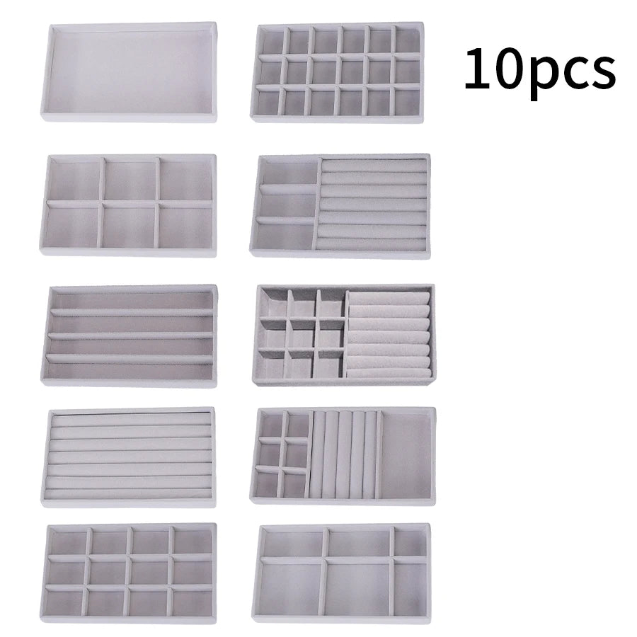 1pc, Flocking Jewelry Box Jewelry Tray, Suitable For: All Kinds of Jewelry Storage.Color: Gray