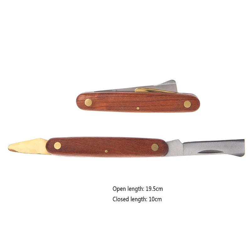 Folding Grafting Knife Grafting Tools Grafting Pruning Knife Professional Garden Fruit Tree Grafting Cutter Wooden Handle Knife