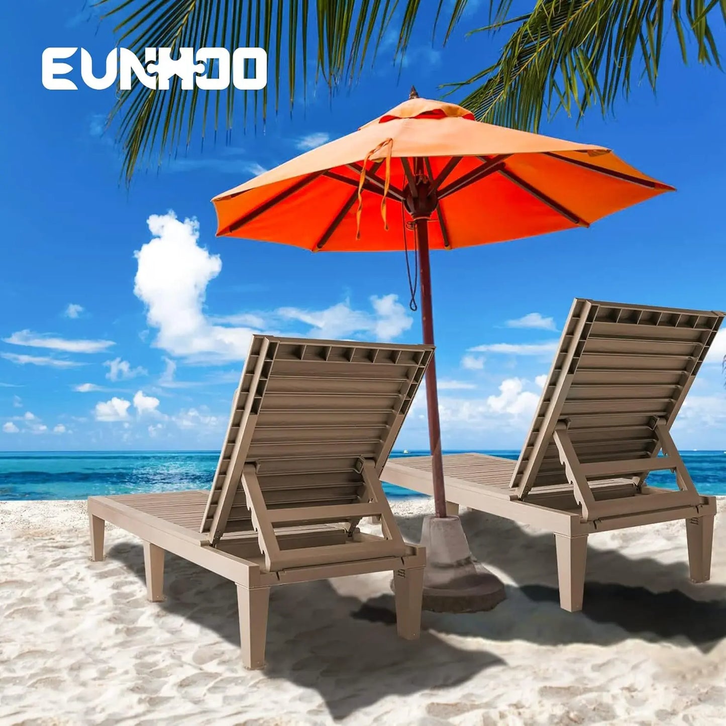 Outdoor Chaise Lounge Set of 2, Adjustable Pool Lounge Chair with 5 Positions Backrest, Waterproof Sun Loungers for, Customized