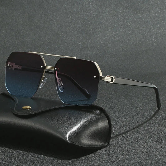 Polygon Sunglasses Rectangle Fashion Metal Frame Women Men Large Square Sun Glasses for Female Male Gradient Traveling Oculos ﻿