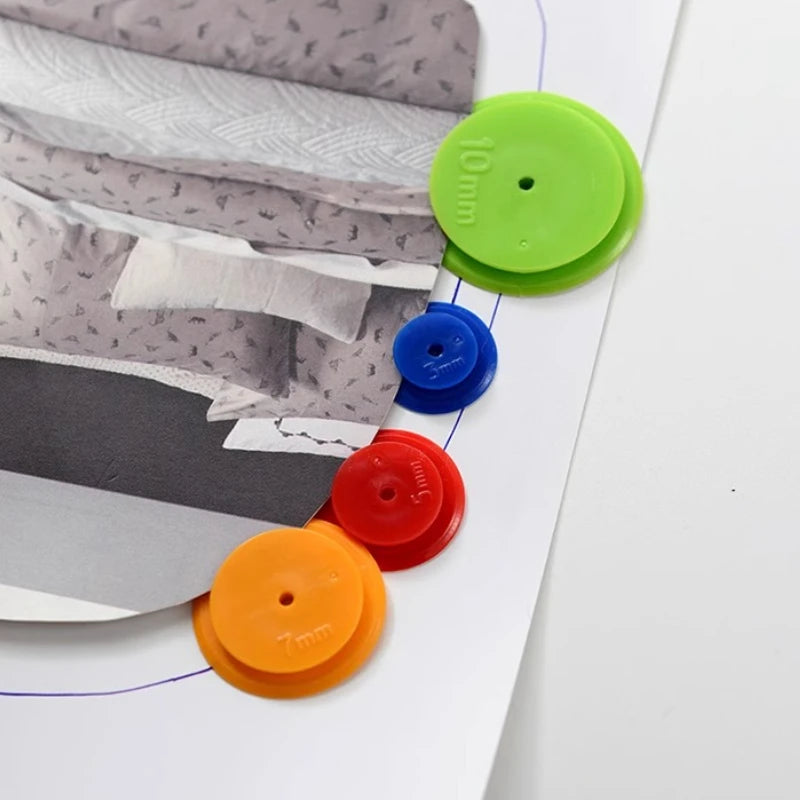3/5/7/10mm 4pcs/set Seam Allowance Marker for Tailor Scanning Line DIY Patchwork Sewing Scribing Quilting Round Seam Wheel