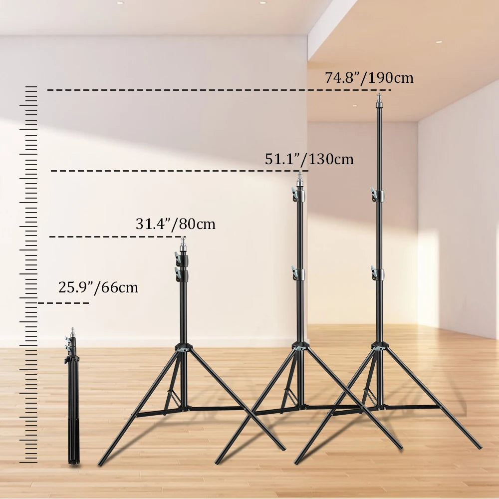 SH  Adjustable Tripod 190cm Phone Light Stand With 1/4 Screw&Wheels For Photo Studio Flashes Photographic Softbox