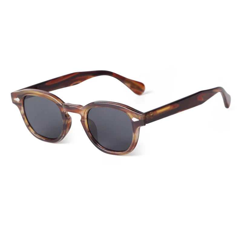 Vintage Fashion Shell Round Sunglasses Women Men 2024 Brand Design Retro Rivet Yellow Blue Lens Square Sun Glasses Female UV400