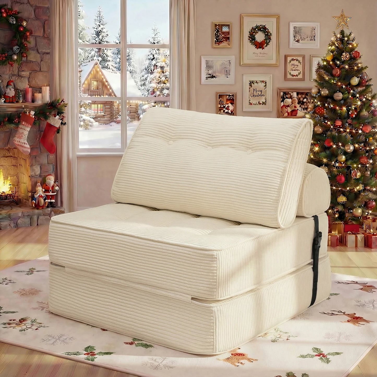 Folding Sofa Bed Couch Fold Out Chair Bed with Pillow, Convertible Sofa Bed Futon Sleeper Chair, Dark Gray