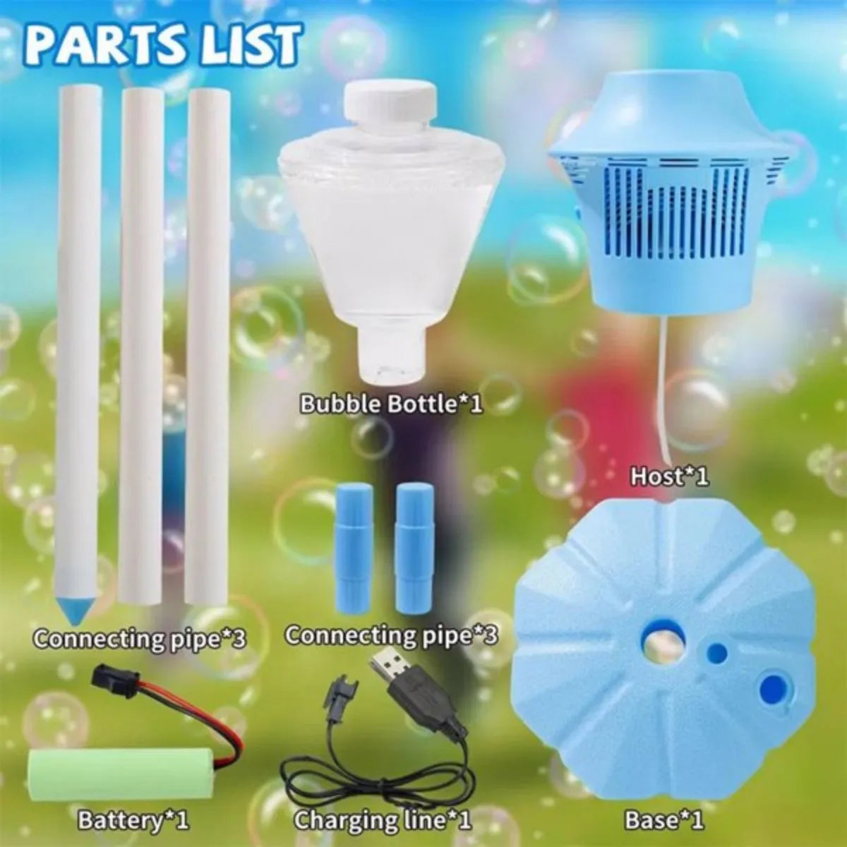 Automatic Bubble Maker with Music and Lights Colorful Bubble Machine Adjustable Height Stand Blaster Outdoor Fun Toy for Wedding
