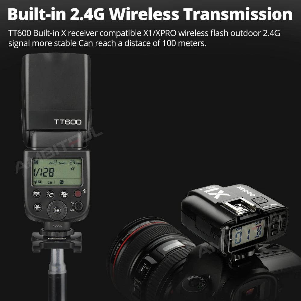 Godox 2.4G Wireless X-system TT600 GN60 Master/Slave Camera Flash Speedlite for Canon Nikon Sony Pentax Olympus Fuji Lumix
