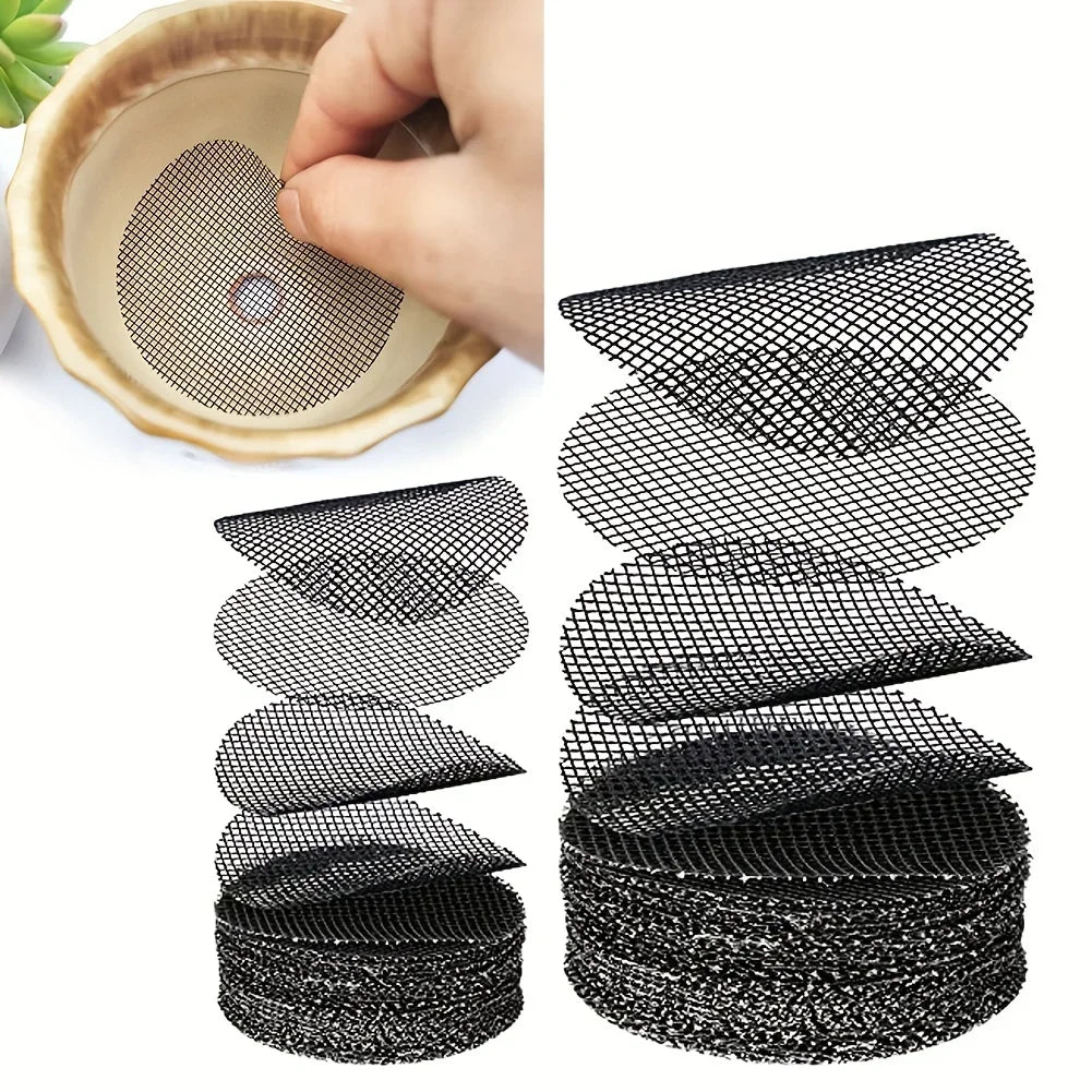 50pcs Round Mesh Drainage Screens for Flower Pots, Prevent Soil Loss, Ideal for Bonsai Gardening, Gasket, Plant Drainage Screens