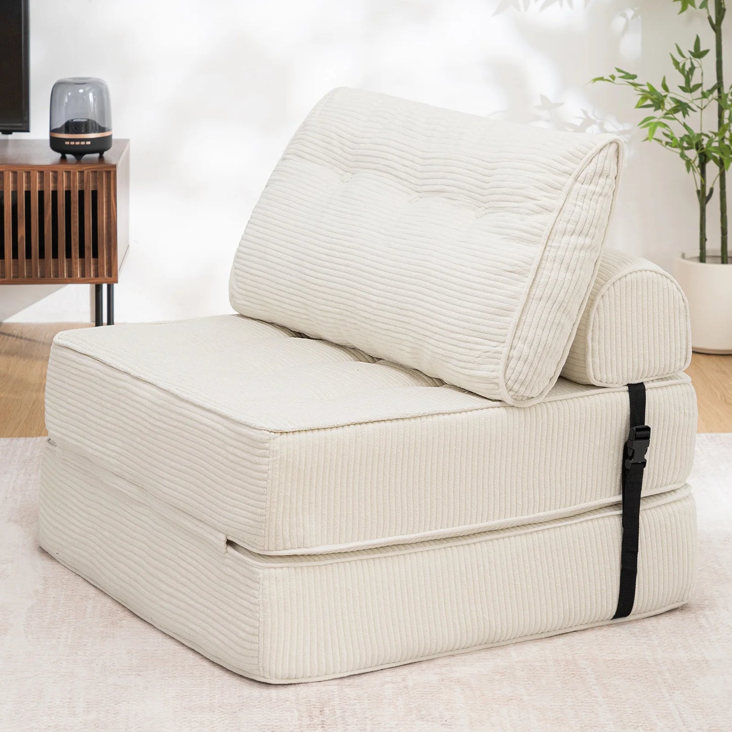 Folding Sofa Bed Couch Fold Out Chair Bed with Pillow, Convertible Sofa Bed Futon Sleeper Chair, Dark Gray