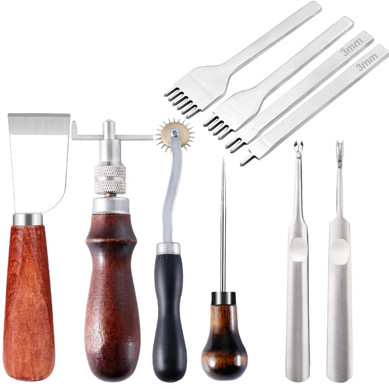 Leather Craft Tool Kit Leather Hand Sewing Repair Kit Stitching Punch Carving Work Groover Set DIY Tool Set Professional tools