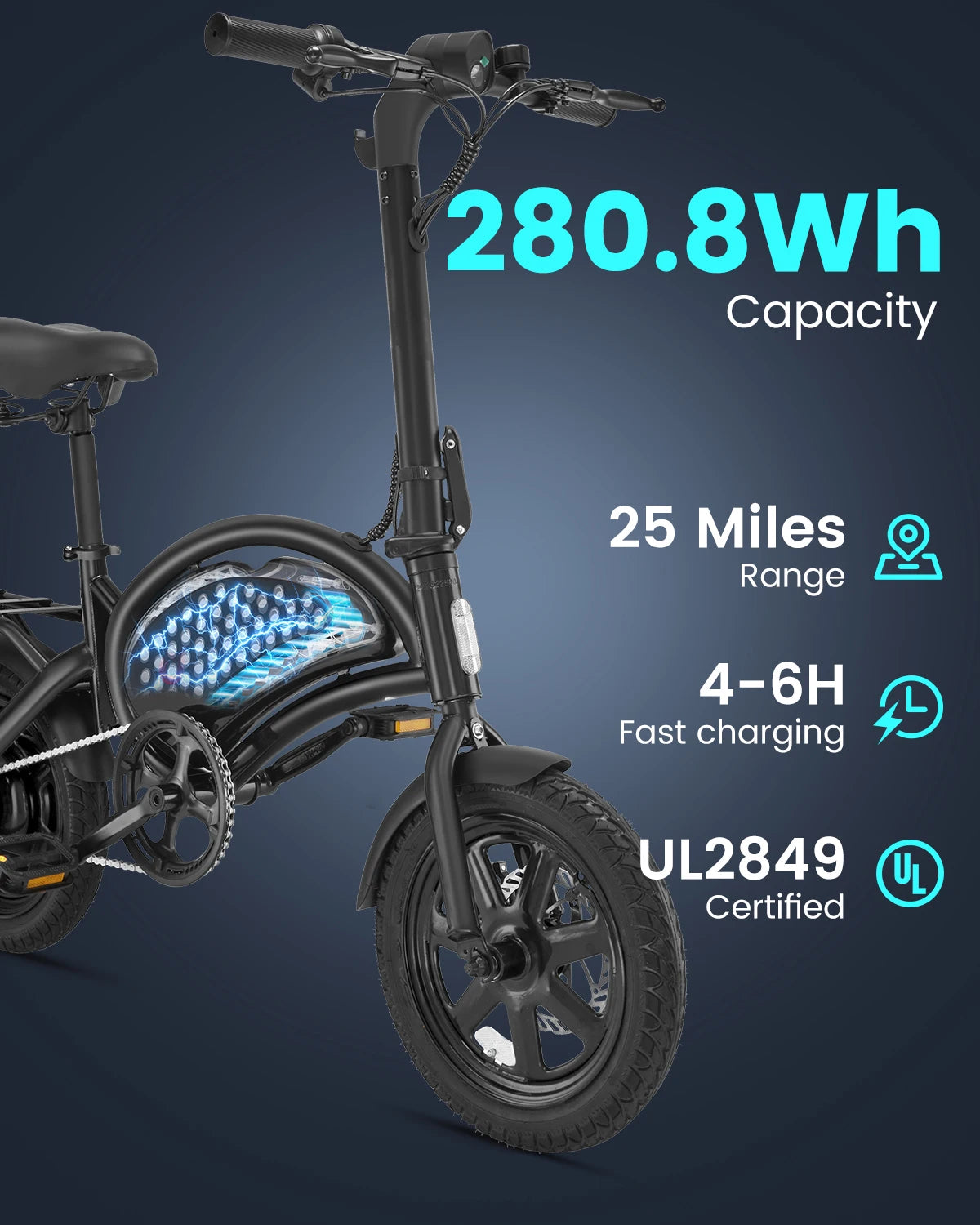DYU D3F Electric Bicycle Peak 500W Motor 36V7.8AH Lithium Battery Electric Bike,20mph city E-bike UL2849