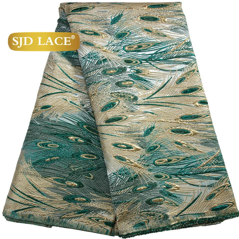 SJD LACE African Lace Fabric 2026 High Quality French Gild Brocade Jacquard Lace Fabric For Women Wedding Party Dresses Sew 3464