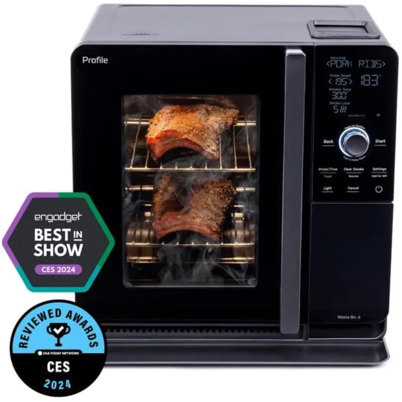 Smart Indoor Pellet Smoker, with Active Smoke Filtration, 5 Smoke Control Settings, WiFi Connected, Electric, Countertop BBQ