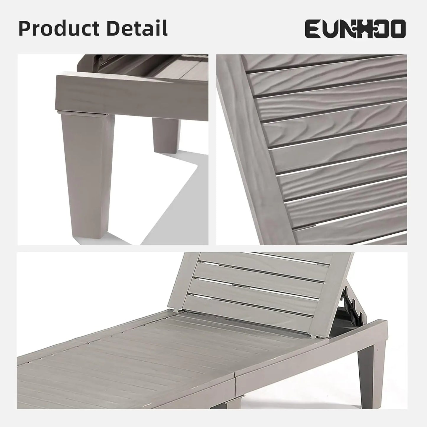 Outdoor Chaise Lounge Set of 2, Adjustable Pool Lounge Chair with 5 Positions Backrest, Waterproof Sun Loungers for, Customized