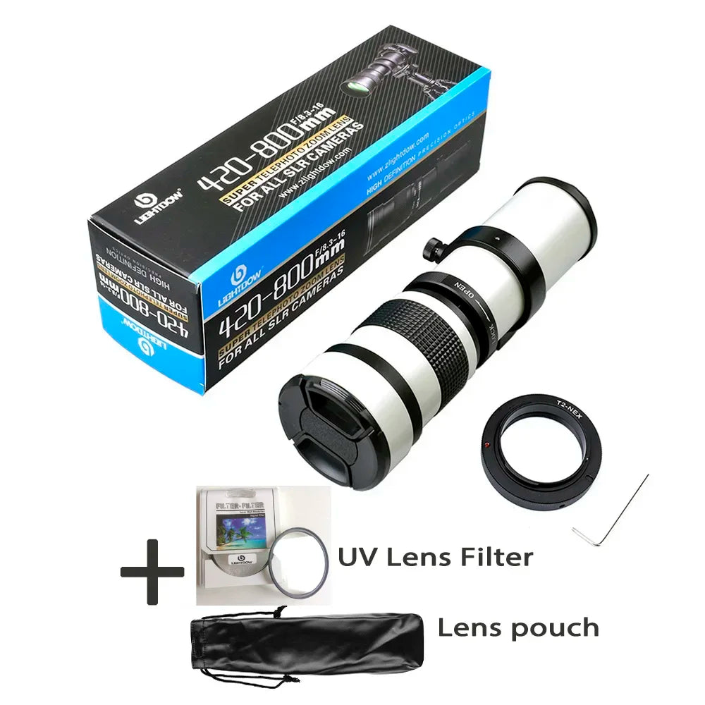 Lightdow Telephoto Zoom Lens 420-800mm F8.3-16 Manual Focus Lens With 67mm UV filter RU USA ES Overseas Warehouse Delivery