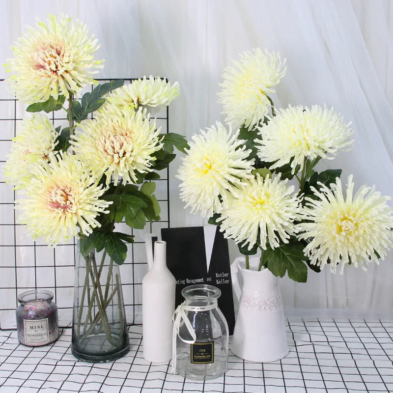 73cm Single Branch Dragon Claw Chrysanthemum Artificial Silk Flowers Home Interior Decor Wedding Floral Arrangement Materials