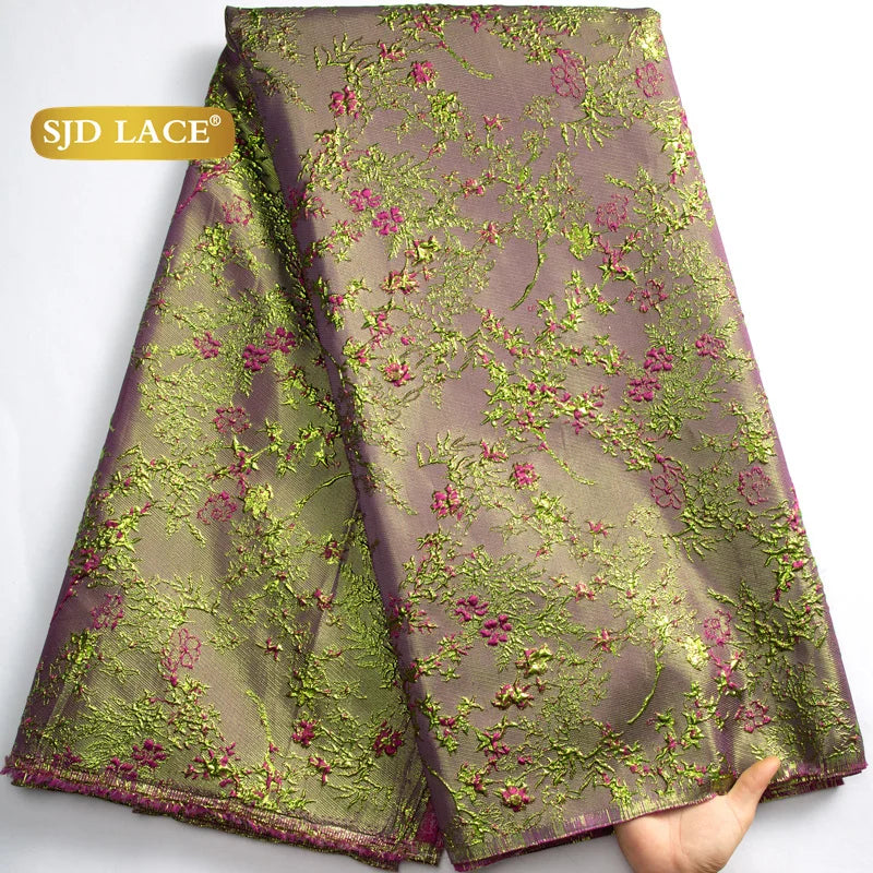 SJD LACE African Lace Fabric 2026 High Quality French Gild Brocade Jacquard Lace Fabric For Women Wedding Party Dresses Sew 3464