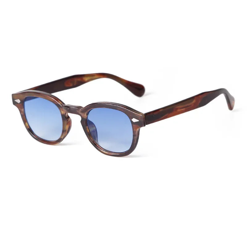 Vintage Fashion Shell Round Sunglasses Women Men 2024 Brand Design Retro Rivet Yellow Blue Lens Square Sun Glasses Female UV400
