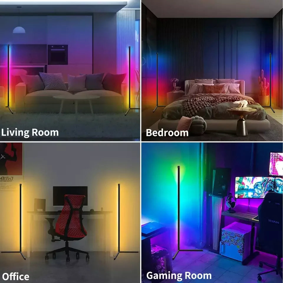 1PC Corner Floor Lamp, Smart RGB LED corner lights with Remote and App control, for Living RoomBedroom Playroom ,Easy to Install