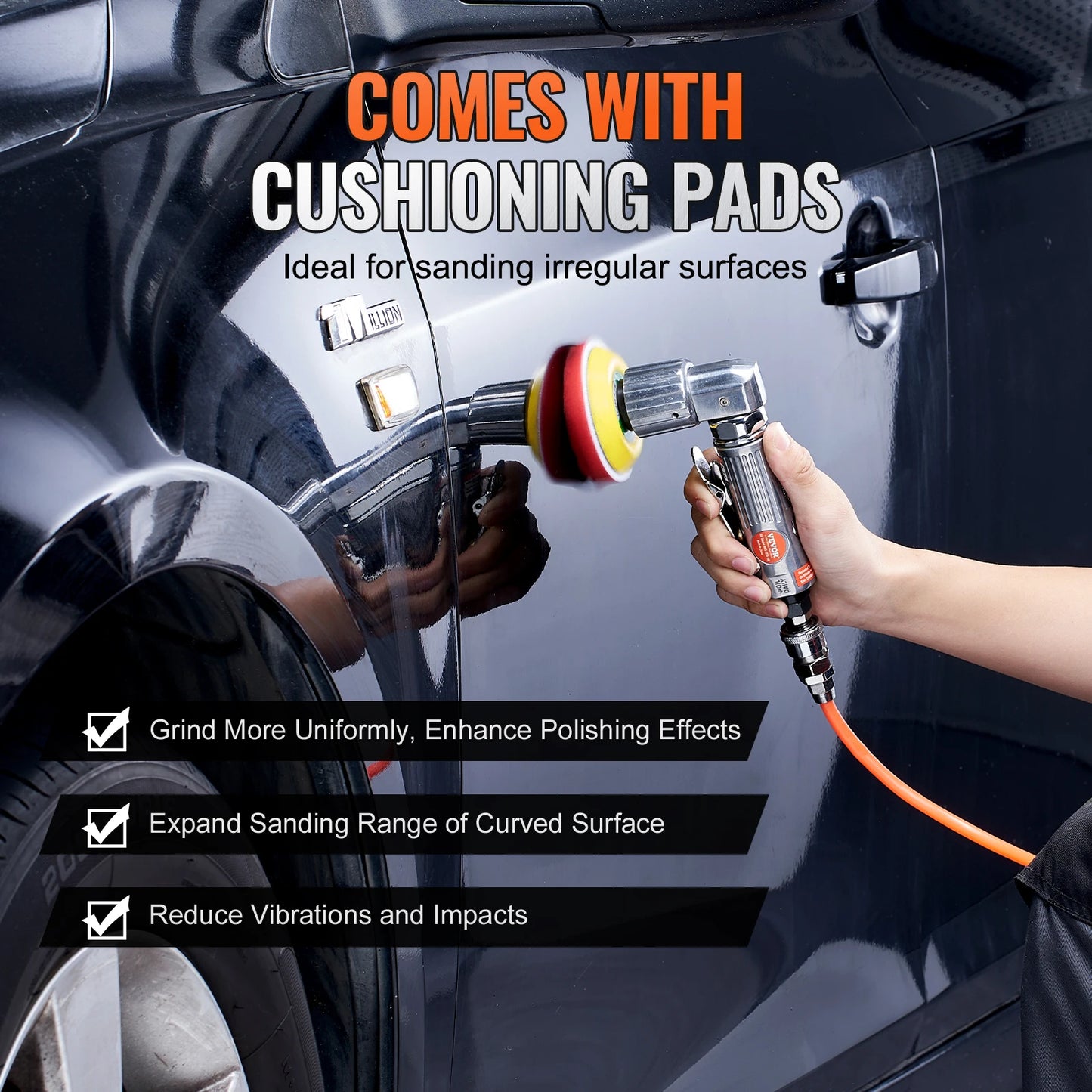SucceBuy Mini Air Sander Orbital Pneumatic 1"/2"/3" Grinding Machine Set for Car Polishing High Speed Air Powered Polisher Tool