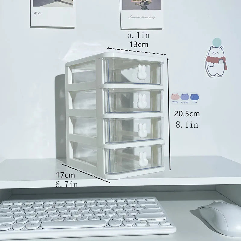 Clear Stacking Drawer Organizer - Multi-Tier PP Storage Box for Office/Beauty Products, Modular Desktop System (2-5 Layers)