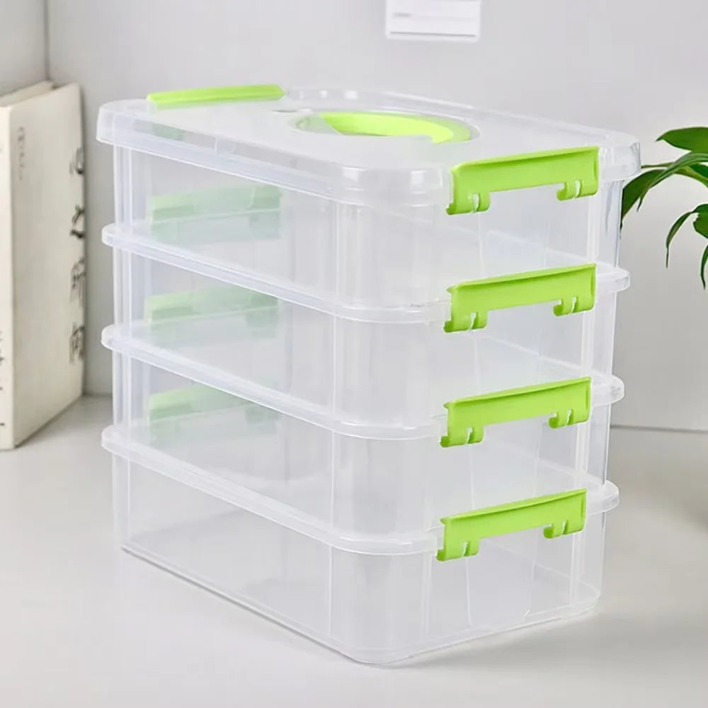 4 Layers Stackable Desk Storage Organizer Transparent Plastic Makeup Organizer Box Durable Jewelry Container Bins Drawer Table