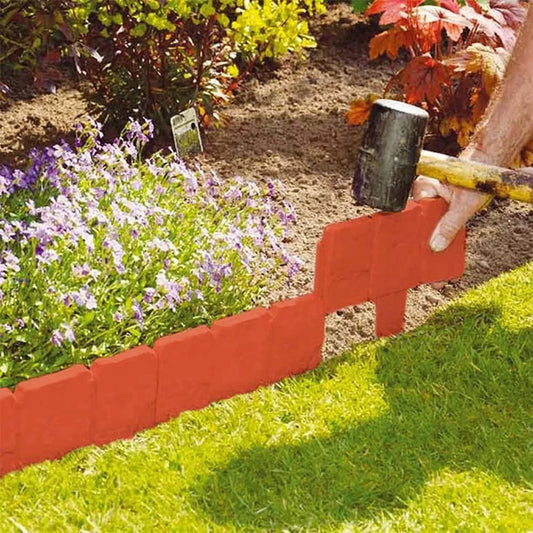 10pcs Garden Edging Set 9.84x9.06Inch Plastic Imitation Stone Landscape Border DIY Lightweight Easy Installation for Landscaping