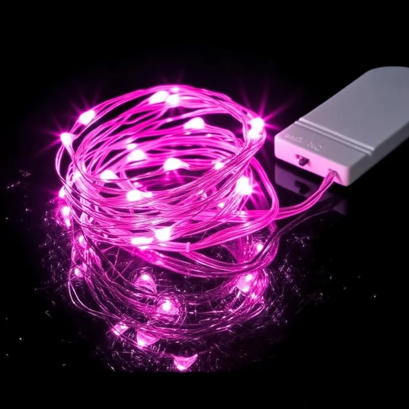 LED Fairy Lights Battery Operated String Lights Waterproof Silver Wire Firefly Starry Lights  Wedding Party Xmas Christmas Decor