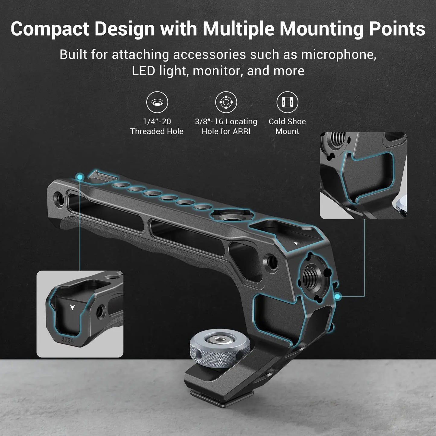 SmallRig NATO Top Handle Lite with Cold Shoe Portable Camera Handle for Shoot Fit for Sony for Canon for Nikon Camera Cage 3766