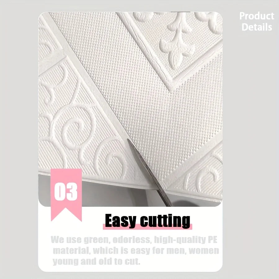 20pcs 3D Ceiling Wallpaper self adhesive wall decor Waterproof foam Design Sticker for bedroom wall sticker paper