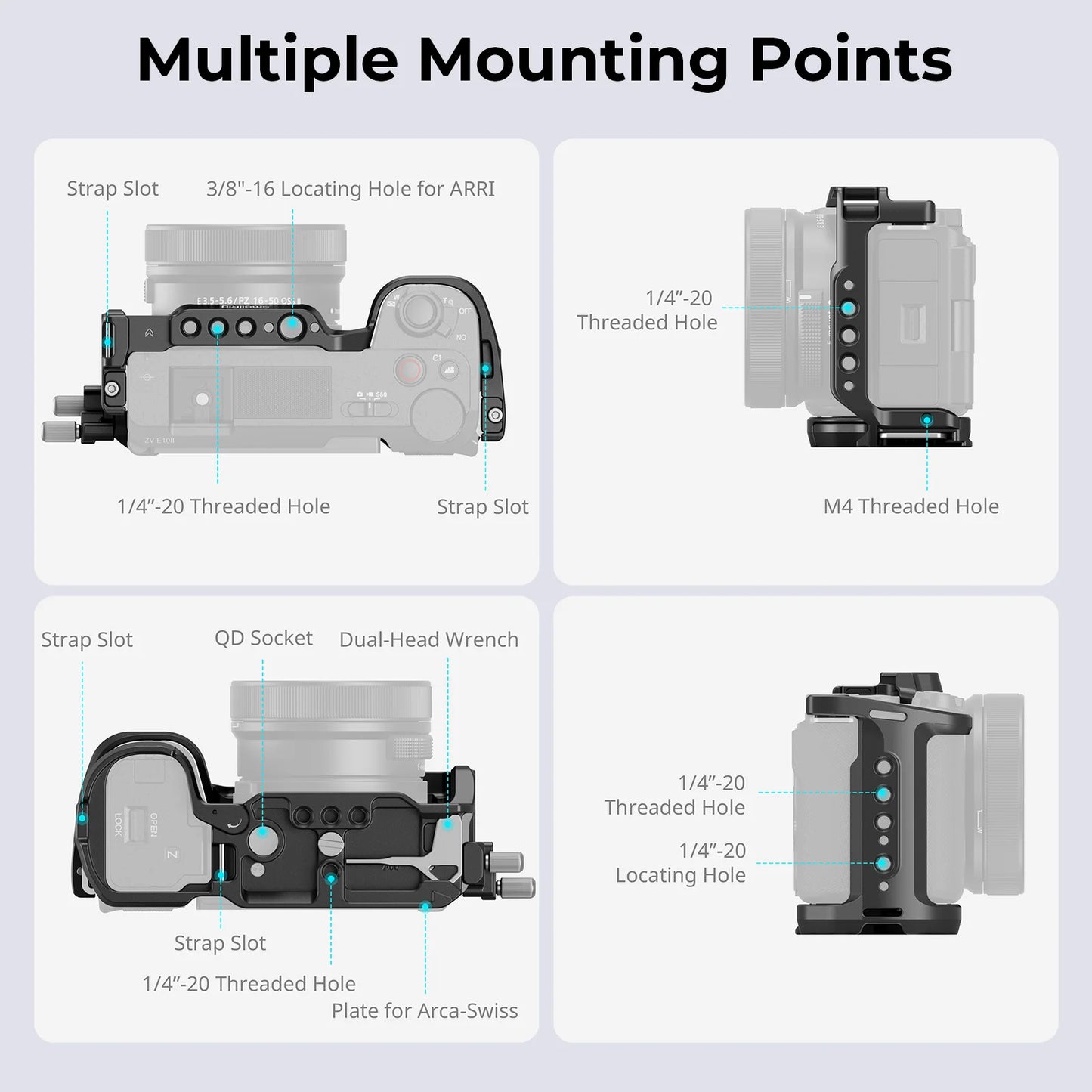 SmallRig Cage Kit for Sony ZV-E10 II with Arca-Swiss Quick Release Plate for DJI RS 2 / RSC 2 / RS 3 / RS 3 Pro, Tripod 4867