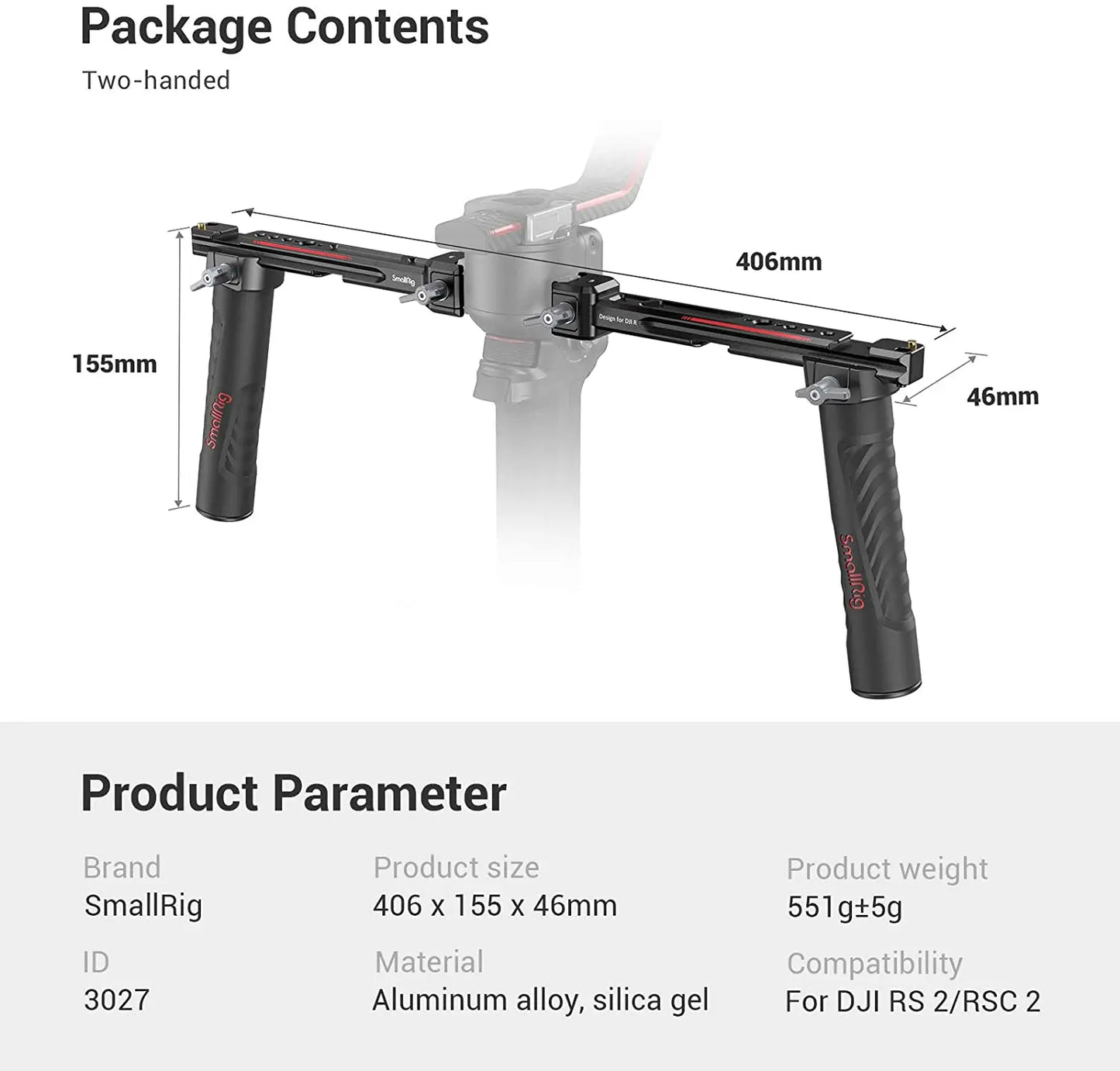 SmallRig Adjustable Handle Sling Handgrip for DJI RS 2 / RS 3 / RS 3 Pro/ RS 3 Mini / RS 4 Pro / RS 4 Gimbal Handheld Stabilizer