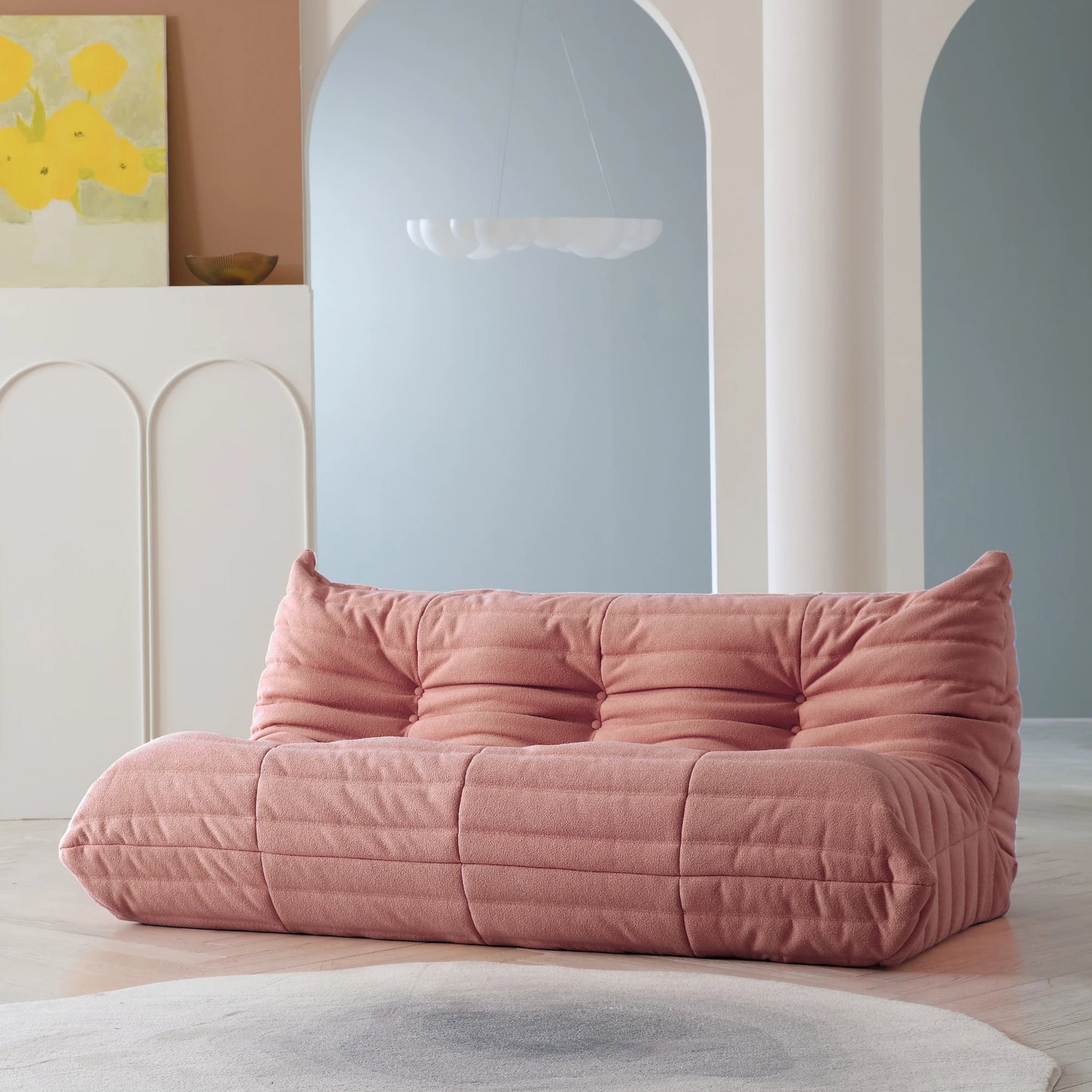 Teddy Fabric Bean Bag Sofas Comfy Lazy Floor Sofa Couch Soft Lounge Chairs Foam-Filled Accent Chair for Living Room Bedroom