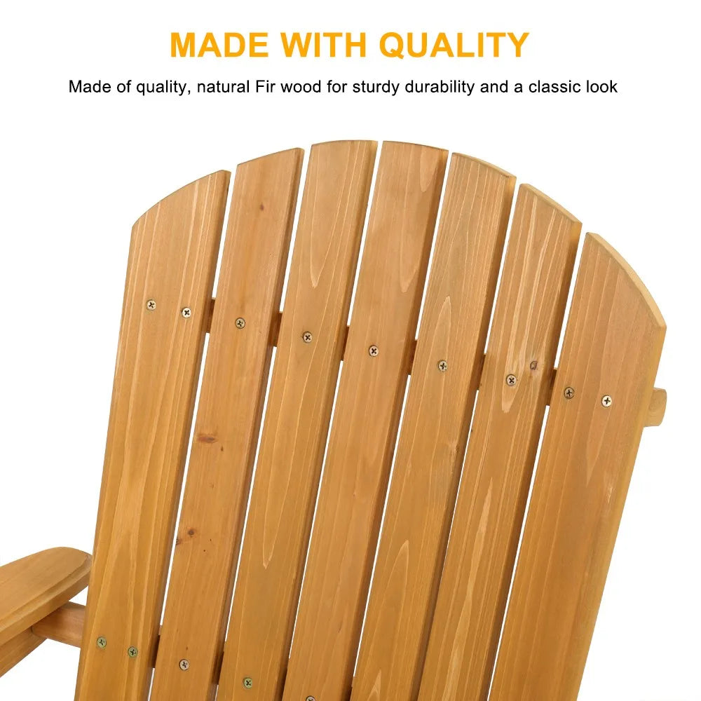 Set of 2 Adirondack Outdoor Patio Deck Wood Lounge Chair Folding Patio Furniture