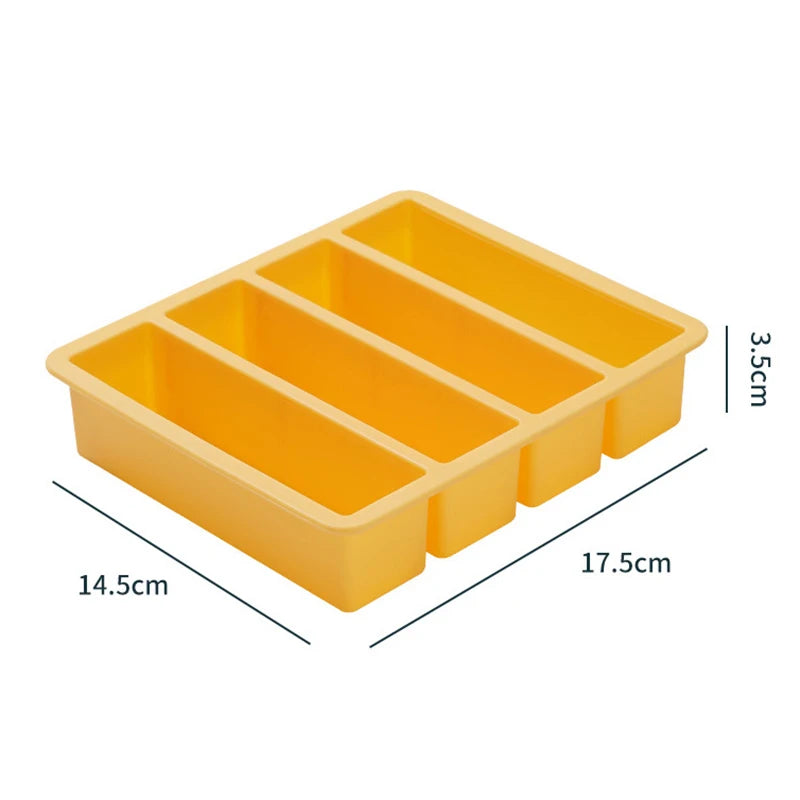 1Pc Giant Storage For Food Meal Sauce With Lid Silicone Freezer Trays Extra Large Soup Ice 4 Cubes Tray Food Freezing Molds