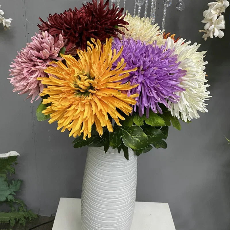 73cm Single Branch Dragon Claw Chrysanthemum Artificial Silk Flowers Home Interior Decor Wedding Floral Arrangement Materials