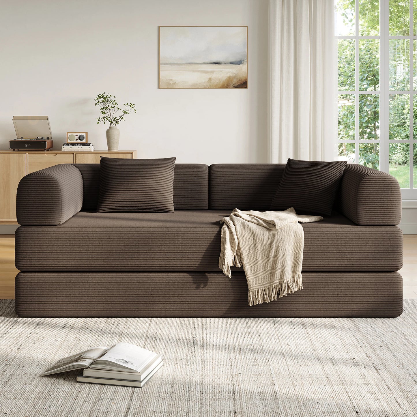 Convertible Floor Sofa Bed with Fixed-Shape Frame,  5-in-1 DIY Combination Modular Sofa,  for Living Room Bedroom Playroom