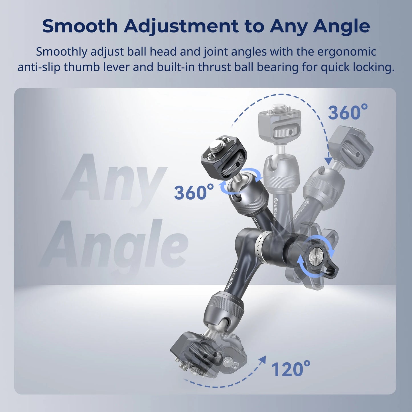 SmallRig Rosette Magic Arm (7") with ARRI Locating Screw and 1/4"-20 screw, Load 3.5kg, Aluminum Alloy for Monitors, Lights 4899