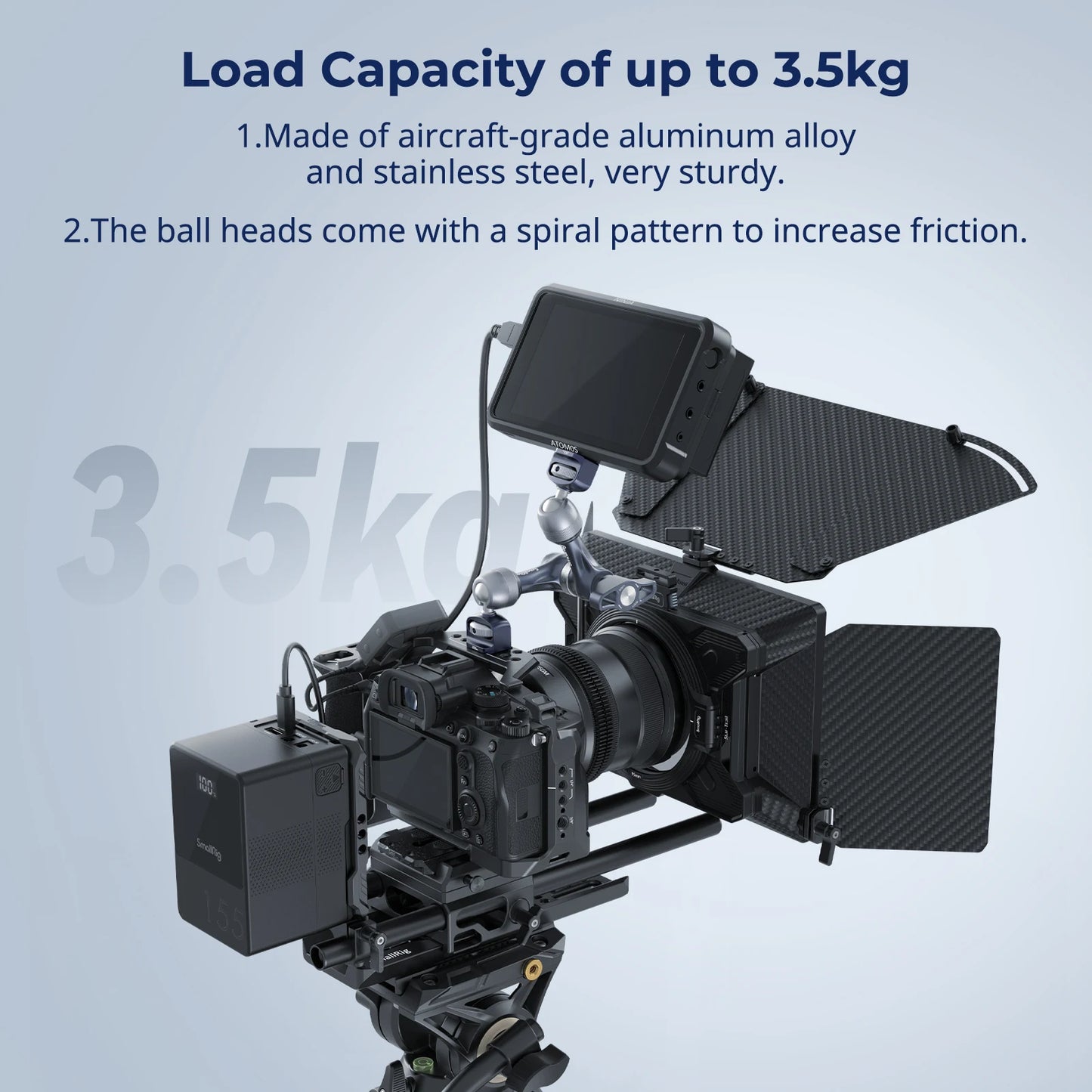 SmallRig Rosette Magic Arm (7") with ARRI Locating Screw and 1/4"-20 screw, Load 3.5kg, Aluminum Alloy for Monitors, Lights 4899