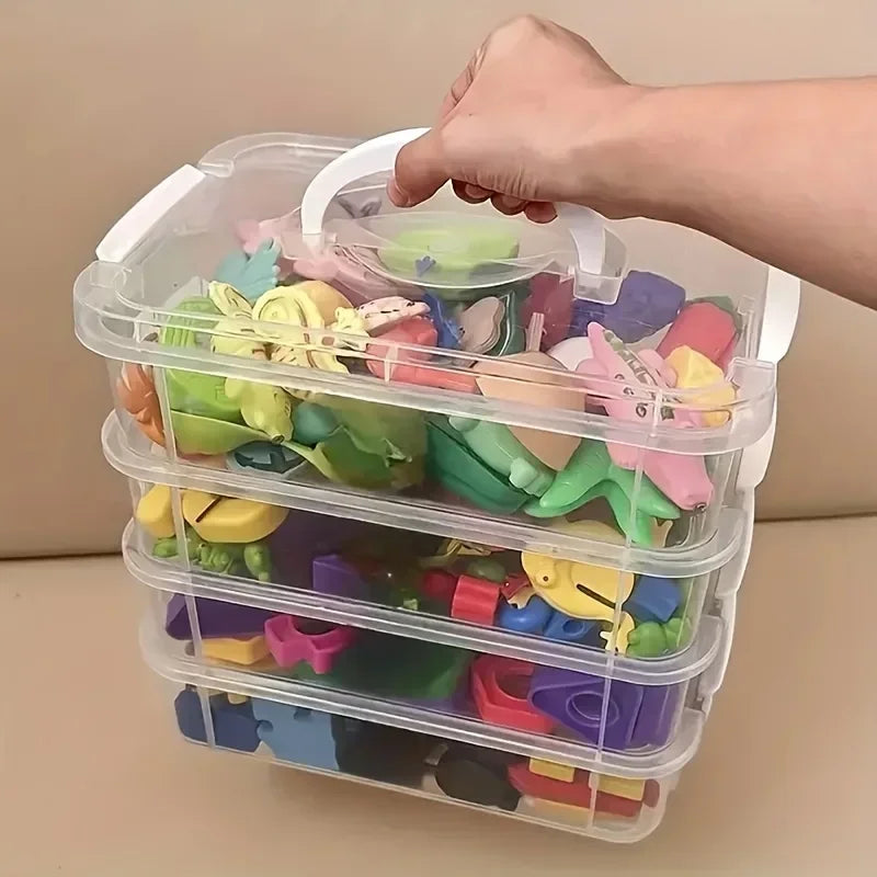 4 Layers Stackable Desk Storage Organizer Transparent Plastic Makeup Organizer Box Durable Jewelry Container Bins Drawer Table