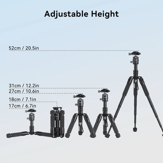 SmallRig Aluminum Mini Tripod VT-20 Load 6kg with Quick Release Plate Max Height 52cm for DSLRs, Mirrorless Cameras, Smartphones
