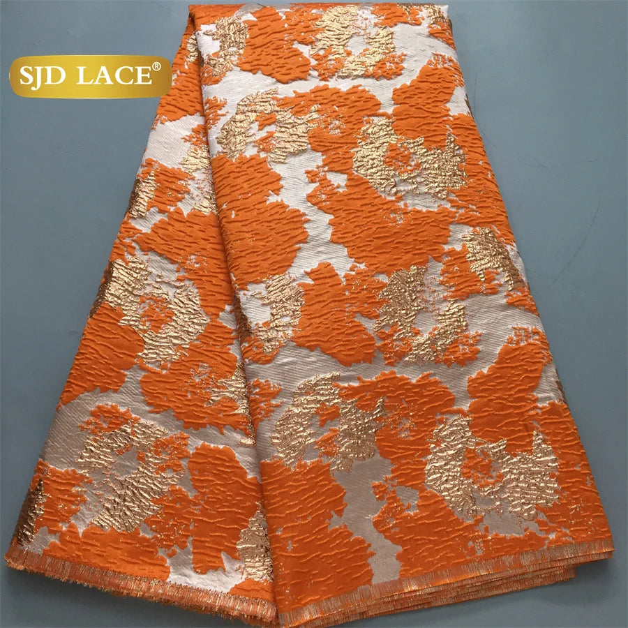SJD LACE African Lace Fabric 2026 High Quality French Gild Brocade Jacquard Lace Fabric For Women Wedding Party Dresses Sew 3464